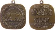 Städte tragbare Medaille Bronze Karlsruhe - 4. Süddeutsche Münzsammlertreffen, Wappen / Schrift, B.H. Mayer, ca. 28,5 x 29 MM -