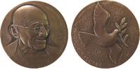 Medaille 1986 Bronze Neujahr - Mahatma Gandhi, Gewaltlos zur Freiheit, Brustbild halbrects / Taube mit Friedenszweig, v. B.H. Mayer Pforzheim, vz...