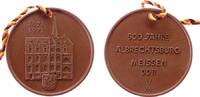 Porzellan Medaille Böttger Steinzeug Albrechtsburg - auf den 500. Jahrestag, Burg mit Wappen / Schrift, ca. 42,2 MM -