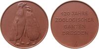 Porzellan Medaille Böttger Steinzeug Dresden - 120 Jahre Zoologischer Garten, Pinguine, ca. 50,5 MM -