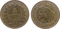 Frankreich 5 Centimes Br Ceres, A, Gad.157a, leicht fleckig -