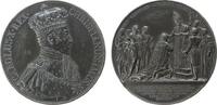 Frankreich Medaille Zinn Charles X. (1824-1830) - auf seine Salbung in Reims, Brustbild mit Krone und Krönungsornat nach rechts / Salbung durch den -
