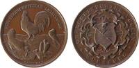 Tiere Medaille Bronze Würzburg - für verdienstvolle Leistungen in der Geflügelzucht, Hahn über Henne und zwei Tauben / Wappen, v. Weckwerth, ca -