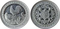 Tiere Medaille Zinn Wiesbaden - für verdienstvolle Leistungen in der Geflügelzucht, Hahn über Henne und zwei Tauben / Wappen, unsigniert (v. We -