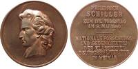 Schiller Medaille Kupfer Schiller Friedrich (1759-1805) - auf seinen 175. Todestag in Weimar, Dichter, Büste nach links / Mehrzeiler, v. Koenig, c -