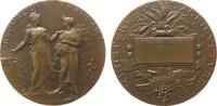 Frankreich Medaille Bronze Landwirtschaftsministerium - Weinanbau, Viticulture, La France neben Bäuerin mit Getreidegarbe und Sichel / Feldfrüchte u -