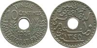 Tunesien Franz. 10 Centimes NiBr Mohamed El Habib, Bey (1922-1929, Gad.71, minimal Grünspan -