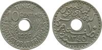Tunesien Franz. 10 Centimes NiBr Mohamed El Habib, Bey (1922-1929, Gad.71, minimal Grünspan -