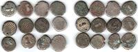 Indien IPS 12 x Drachme Ag Sassasinen, Saurashtra u. Gujarat, stil.Büste / stil. Feueraltar, ca. 46 Gramm -