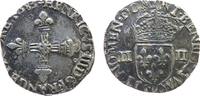 Frankreich 1/4 Ecu Ag Henri III (1574-89), 9 (Rennes), ca. 9,6 Gramm -