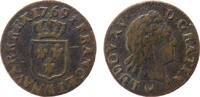 Frankreich Liard á la vieille téte Ku Louis XV, AA (Metz), Dupl.1701, etwas korrodiert -