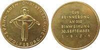 Reformation / Religion Medaille Bronze vergoldet Wolfsburg - Erinnerung an die Einweihung der luth. Christuskirche, Jesus mit ausgebreiteten Armen / Mehrzeiler, -