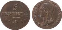 Frankreich 5 Centimes Ku Dupré, Petit Module, A (Paris), kleine Schrötlingsfehler bei Cent und Kinn -
