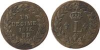 Frankreich 1 Decime Br Louis XVIII, BB (Strasbourg) -