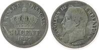 Frankreich 50 Centimes Ag Napoleon III,Mzz: BB (Strasbourg), berieben, kleiner Kratzer -