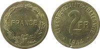 Frankreich 2 Franc AlBr France Libre, fleckig, Randstoß, Schrötlingsfehler -