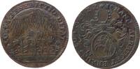 Rechenpfennig 1735 Harz-Münzmeisterpfennige Kupfer Brauns Johann Albrecht - Harz, Zellerfeld, Beet mit Blumen im Regen / Wappen, ca. 26,5 MM fast...