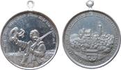 Schützen tragbare Medaille Aluminium Cronberg (Kronberg) - auf das 500jährige Jubiläumsschießen, Taunus, Schütze mit geschulterter Büchse / Stadtansicht üb -