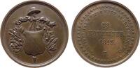 Niederlande Medaille Bronze Utrecht - auf den 50. Jahrestag der Ankunft der Kosaken, Wappen vor Speer mit Freiheitsmütze / Schrift - 28 november 1813 -