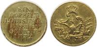 vor 1914 Passiergewicht zu 2 Louis d'or Messing Friedrich II. (1740-1786), Brandenburg-Preussen, gekrönter Adler auf Armaturen / Mehrzeiler, ca. 25,8 MM, ca. 13,23 Gram -