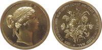 Gelegenheitsmedaillen Medaille Bronze vergoldet Freundschaftsgeschenk für Damen, Büste der griechischen Göttin der Anmut Charis nach rechts / Blumenstrauß und -