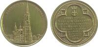 Städte Medaille Bronze vergoldet Freiburg - auf das Münster, Ansicht des Münsters / Mehrzeiler im Vierpaß, v. Kämmerer, ca. 37,5 MM, berieben -