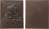 Plakette 1927 Bronze Neujahr, Kogge zwischen 19-27 - darüber Viel Glück, einseitig, ca. 41 x 50 MM vz-stgl