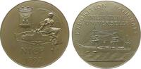 Frankreich Medaille Bronze vergoldet Nice (Nizza) - nationale - internationale Universalausstellung, Segelschiff nach links / sitzende weibliche Ges -