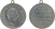 vor 1914 tragbare Medaille Bronze versilbert Albert König von Sachsen (1873-1902) - zur Erinnerung an die 800 jährige Jubelfeier des Hauses Wettin, Büste n -