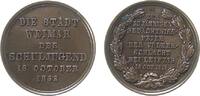 Städte Medaille Bronze Weimar - au die 50jährige Gedächtnisfeier der Völkerschlacht bei Leipzig, der Schuljugend gewidmet, ca. 26 MM, zapponiert -