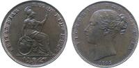 GB Großbritannien ab 1708 1 Farthing Ku Victoria, Stempelriß -