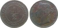 Straits Settlements 1/2 Cent Br Victoria (1837-1901), selten -