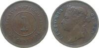Straits Settlements 1 Cent Br Victoria (1837-1901), selten -