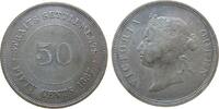 Straits Settlements 50 Cents Ku Victoria (1837-1901), kleiner Randstoß -