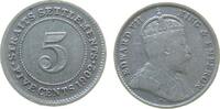 Straits Settlements 5 Cents Ag Edward VII -
