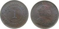 Straits Settlements 1 Cent Br Edward VII, selten in dieser Erhaltung -
