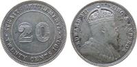 Straits Settlements 20 Cents Ag Edward VII, Kratzer -