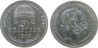 Ungarn 20 Kreuzer Ag Franz Joseph I, KB, Rosette, NP -