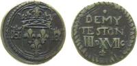 Jetons Münzgewicht zu 1/2 Teston Bronze Henri III. (1572-1574), Wappen / 1/2 TESTON / III D XVII G, ca. 16,6 MM, ca. 4,76 Gramm -
