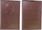 Porzellan Plakette Porzellan braun Siemens & Halske - auf die 75. Jahrfeier, Brustbild von Werner Siemens nach rechts / Mehrzeiler, Marke: Meißen, -