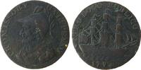 GB Großbritannien ab 1708 1/2 Penny Token Kupfer Jordans John Drapers - Gosport (Hampshire), behelmte Büste von Sir Bevois nach links / Segelschiff nach rechts, ca. 29 MM -