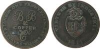 GB Großbritannien ab 1708 1 Penny Token Kupfer Brass & Copper Co. - Bristol (Somerset), Wappen / Schrift, ca. 33,5 MM, diagonaler Riffelrand, feine Kratzer -