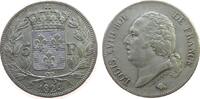 Frankreich 5 Francs Ag Louis XVIII, A (Paris) -