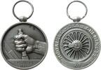 Frankreich tragbare Prämienmedaille Bronze versilbert Eisenbahn - verliehen an L.Volontier, Hand und Stellhebel / Rad, v. Favre, ca. 31,8 MM, kleiner Randstoß -