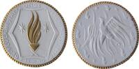 Porzellan Medaille Porzellan weiss Feuerbestattungsverein Meissen, Flamme / Phoenix, Flamme und Rand Gold, ca. 40 MM -