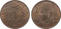 Ägypten 1 Millimes Br Fuad I (1922-52), AH1369, minimal fleckig, lightly spotted -