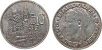 Belgien 50 Francs Ag Baudouin I (1951-1993), des Belges, Weltausstellung, Patina -
