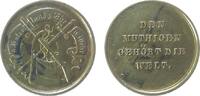 Schützen Jeton o.J. Messing Dem Mutigen gehört die Welt, gekreuzter Degen und Flinte / Mehrzeiler, ca. 22 MM ss+