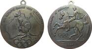 Australien tragbare Medaille Bronze Melbourne - XVI. Olympische Spiele, Känguruh mit Jungem über Landkarte - darunter Olympische Ringe / Reiter - Reiterwettk -