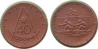 Porzellan Medaille Böttger Steinzeug Meissen - 40 Jahre Ruderclub Neptun, ca. 42 MM, Rand grün -